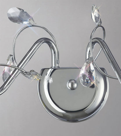 Diyas Willow Wall Light WITHOUT SHADE 2 Light E14 Polished Chrome/Crystal