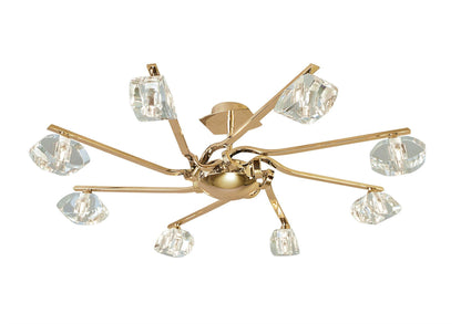Mantra Alfa 80cm Semi Flush 8 Light G9 French Gold