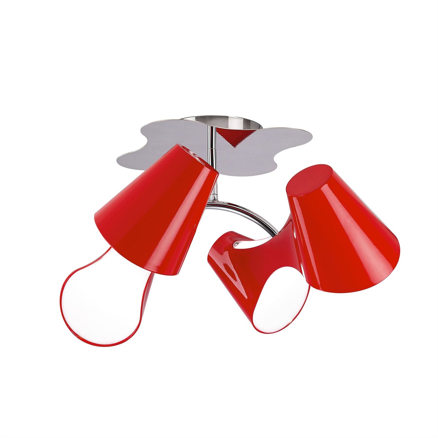 Mantra M1565 Ora Ceiling 2 Arm 4 Light E27, Gloss Red/White Acrylic/Polished Chrome