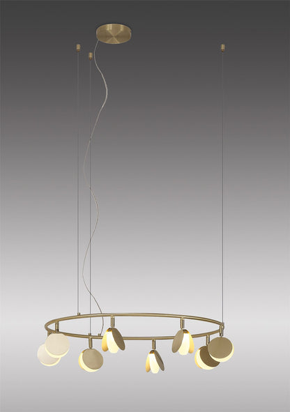 Mantra Shell 66cm 8 Light Pendant, Round, 40W LED, 3000K, 2120lm, Gold, 3yrs Warranty