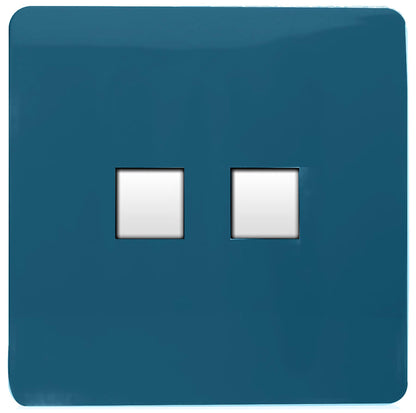 Trendi Artistic Modern Glossy Tactile Telephone Socket + Cat 5e&Cat 6 RJ45 PC Socket Midnight Blue