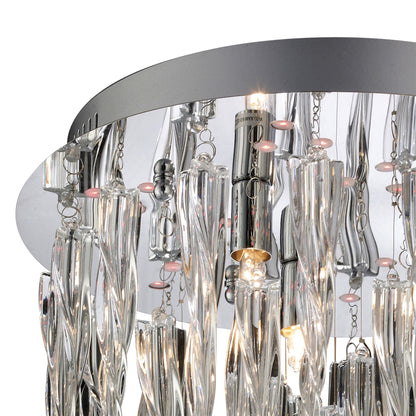 Diyas Tropez 30cm  3 Light G9 with RGB LEDs and Remote Control Polished Chrome/Glass Ceiling Light Fitting