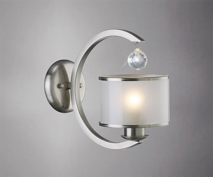 Diyas Lincoln Wall Light 1 Light E27 Satin Nickel/Glass/Crystal