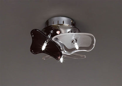 Mantra Otto Ceiling/Wall 3 Light G4 Round, Polished Chrome/Frosted Glass/Black Glass, NOT LED/CFL Compatible