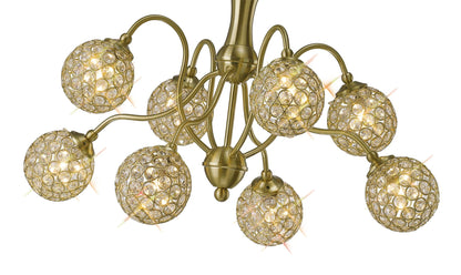 Diyas Apollo  8 Light G9 Satin Brass/Crystal Ceiling Pendant Light Fitting