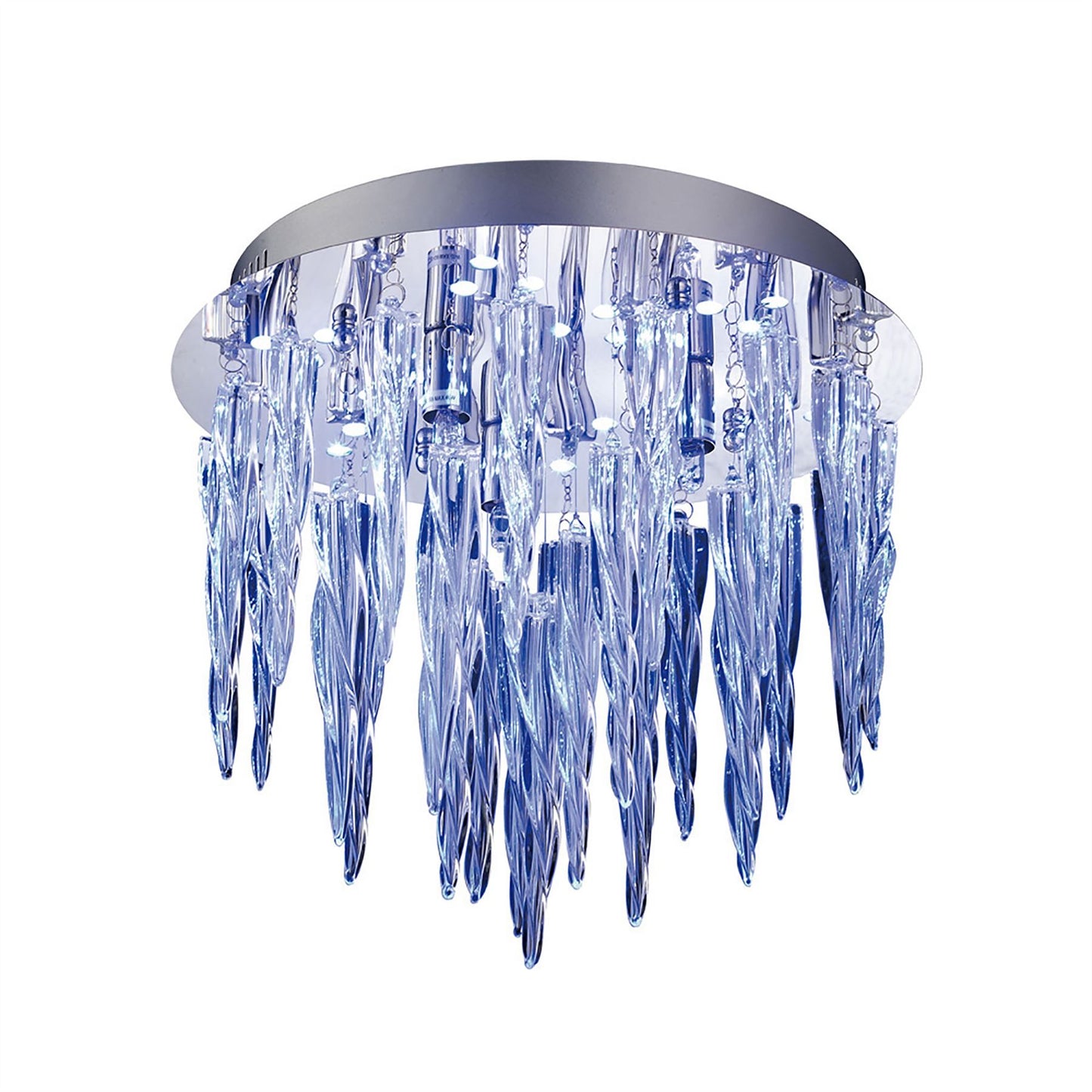 Diyas Tropez 30cm  3 Light G9 with RGB LEDs and Remote Control Polished Chrome/Glass Ceiling Light Fitting