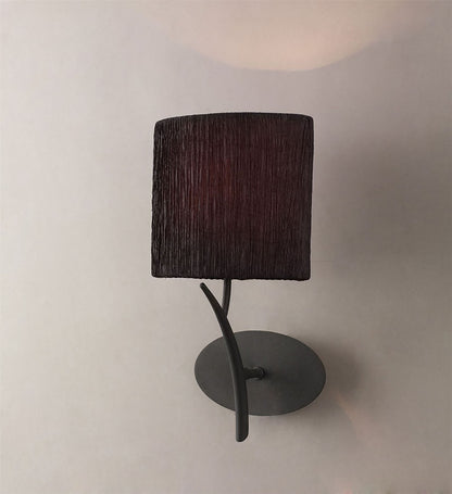 Mantra Eve Wall Light Switched 1 Light E27, Anthracite with White Oval Shade