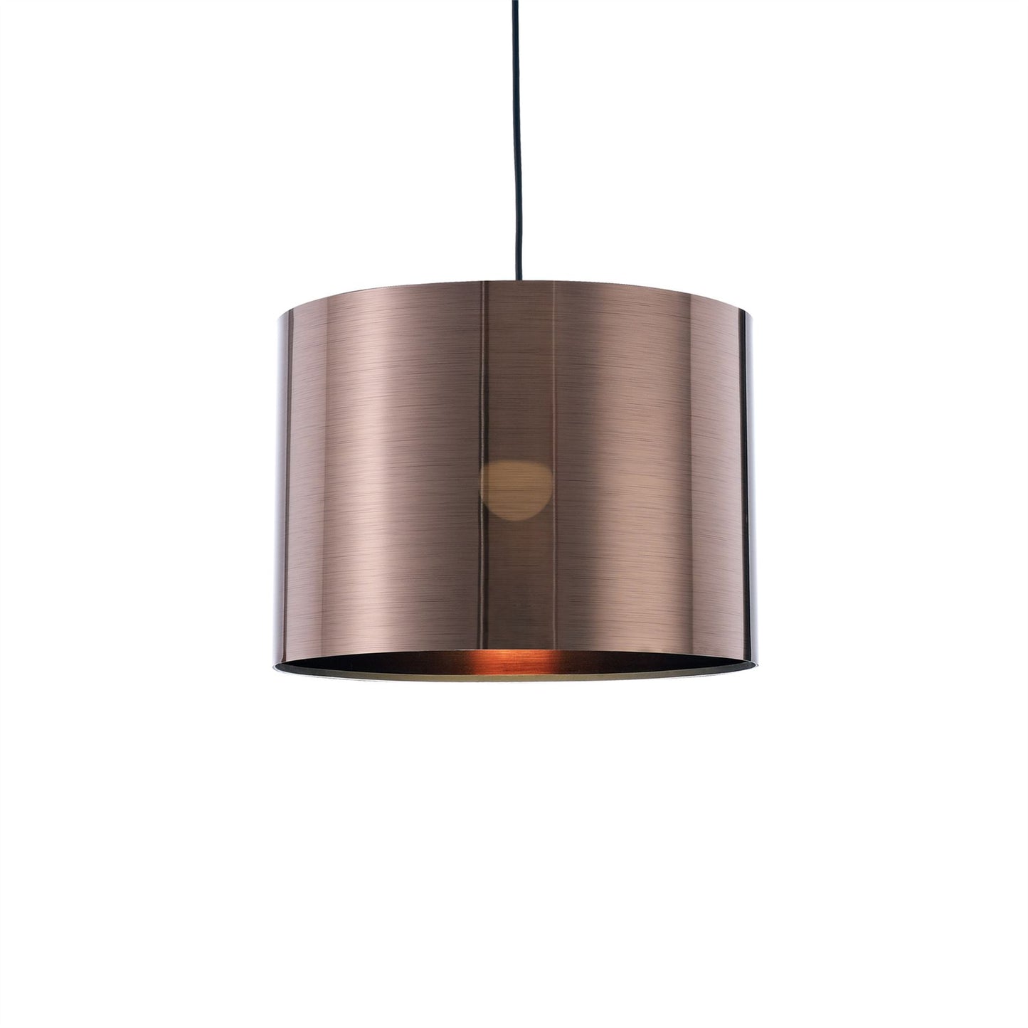 Deco Dako Black Pendant 1 Light E27 with 350 x 250mm Metallic Bronze Finish Cylinder Shade, c/w Ceiling Bracket