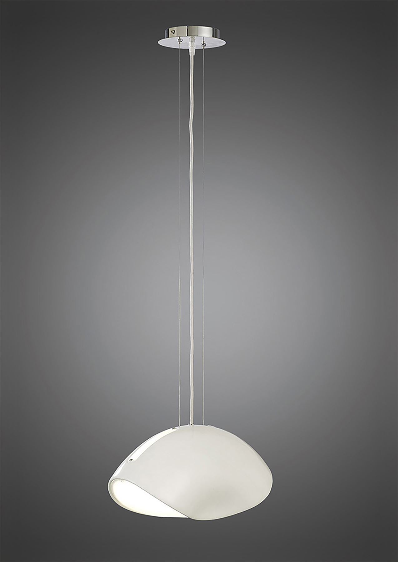 Mantra Pasion Oval Pendant 3 Light E27, Gloss White/White Acrylic/Polished Chrome, CFL Lamps INCLUDED