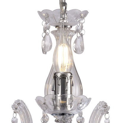 Deco Floria Chandelier with Acrylic Sconce & Acrylic Droplets 3 Light E14 Polished Chrome Finish