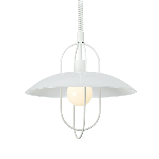 Deco Riva Rise & Fall Pendant 1 Light E27, Matt White/Opal White Glass Shade