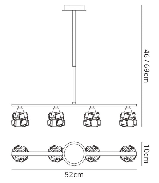 Mantra M1847 Ice Linear Pendant 4 Light G9 ECO Bar, Polished Chrome