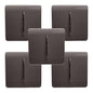 Trendi 1 Gang 2 Way 240V Screwless Artistic Modern Glossy 10 Amp Chrome Rocker Electrical Wall Light Switch in Dark Mocha Brown (5 pack)