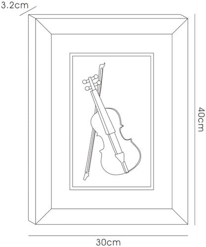 Diyas Home Crystal Wall Art (DH) Melody Violin Black Frame Black, Clear Crystal Framed