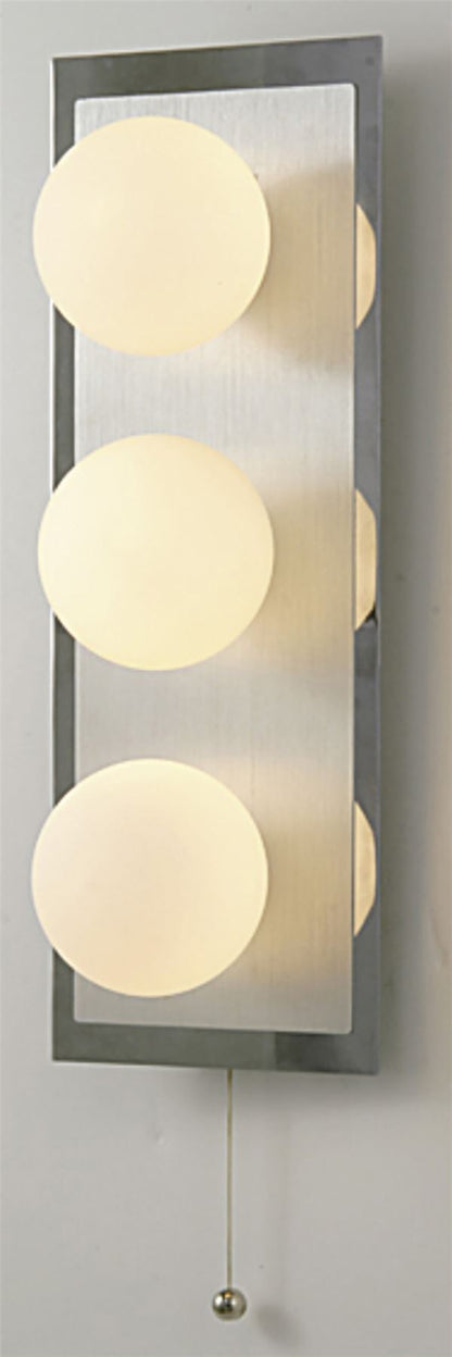 Diyas IP44 Globe Wall Light with Pull-Cord Switch 3 Light G9 In Polished Chrome/Opal Glass