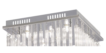 Diyas Capella Square Flush  6 Light G9 Polished Chrome/Glass Ceiling Light Fitting