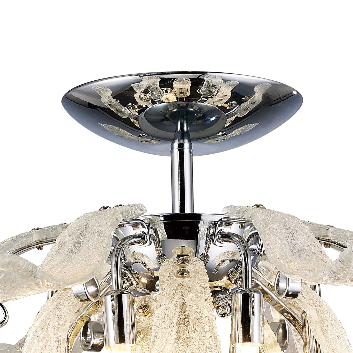 Diyas Lily 55cm  6 Light G9 Polished Chrome/Sand Glass Ceiling Light Fitting