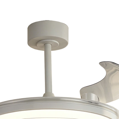 Glass Fan 53cm 40W LED Dimmable Ceiling Light With Built-In 30W DC Fan, 3000-5000K Remote Control, 6400lm, White/Clear, 5yrs Warranty