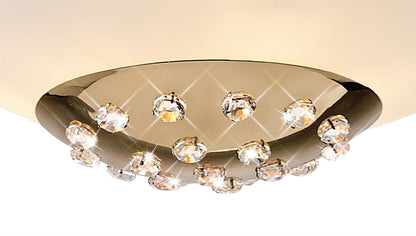 Diyas Amada 45cm Flush  6 Light G9, French Gold/Opal White Glass Ceiling Light Fitting