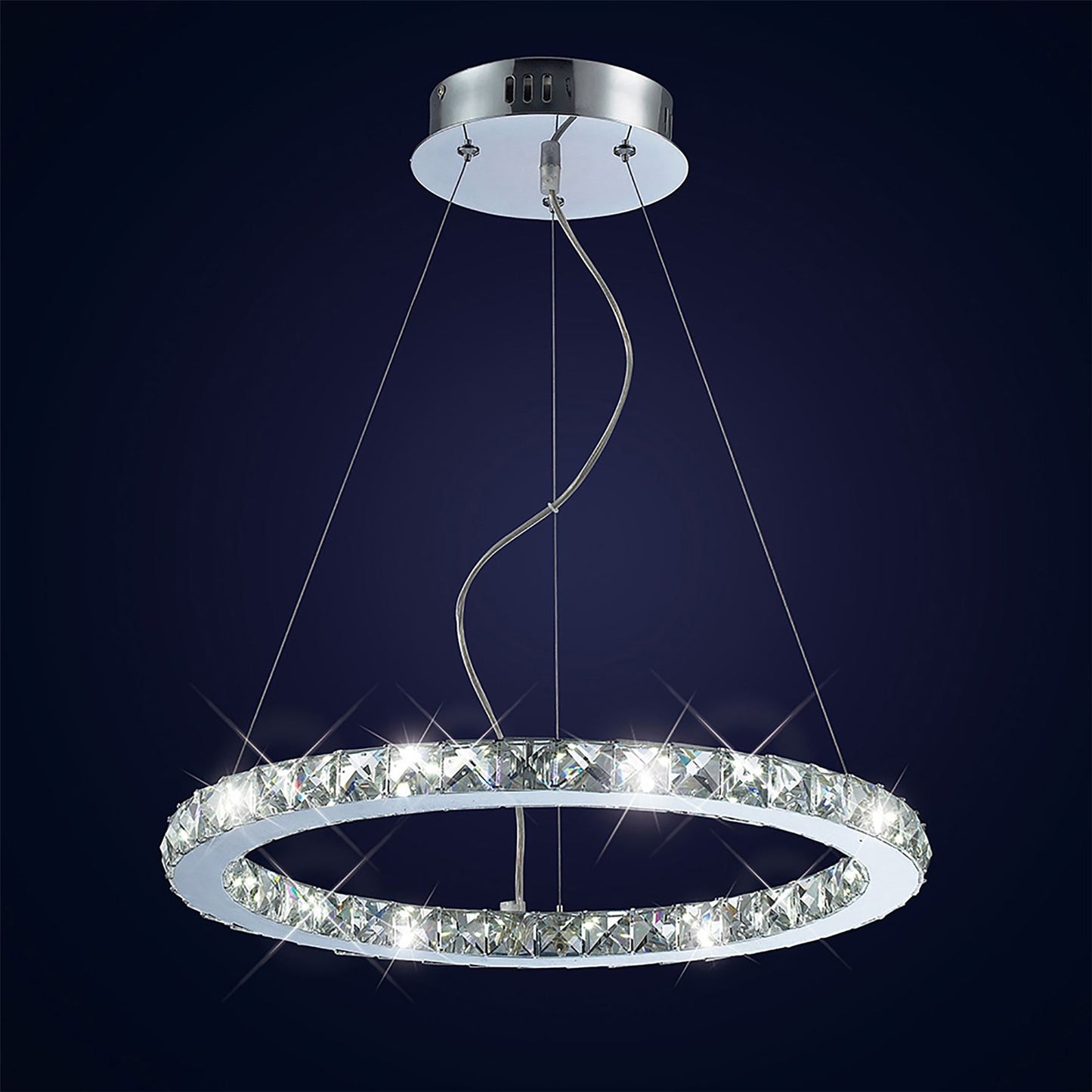 Diyas Galaxy 47cm  Round Small 27W LED 6000K Polished Chrome/Crystal Ceiling Pendant Light Fitting