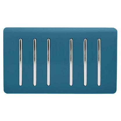 Trendi Artistic Modern Glossy 6 Gang 2 Way Rocker Double Plate Tactile Light Switch Midnight Blue