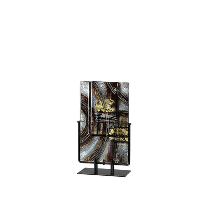 Diyas Home (DH) Lyra Glass Art Vase with Stand Silver/French Gold/Black Glitter