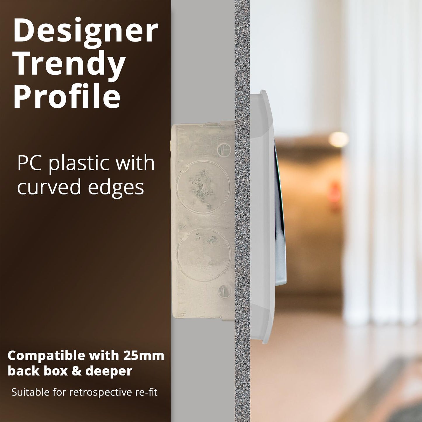 Trendi Switch 2 Gang Retractive Home Automation Switch in Brushed Steel