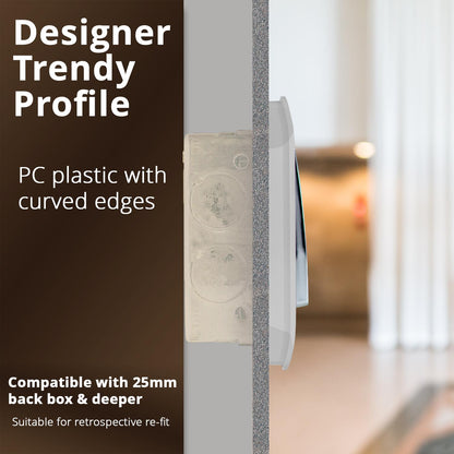 Trendi Switch 2 Gang Retractive Home Automation Switch in Brushed Steel