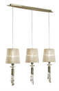 Mantra M3875 Tiffany Linear Pendant 3+3 Light E27+G9 Line, Antique Brass with Soft Bronze Shades & Clear Crystal