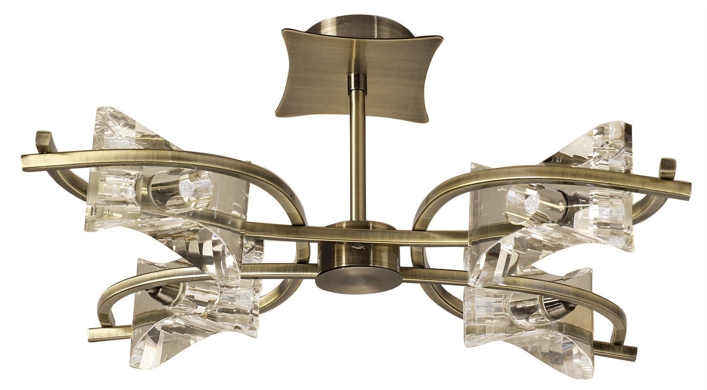 Mantra Kromo Telescopic Convertible To Semi Flush 4 Light G9, Antique Brass