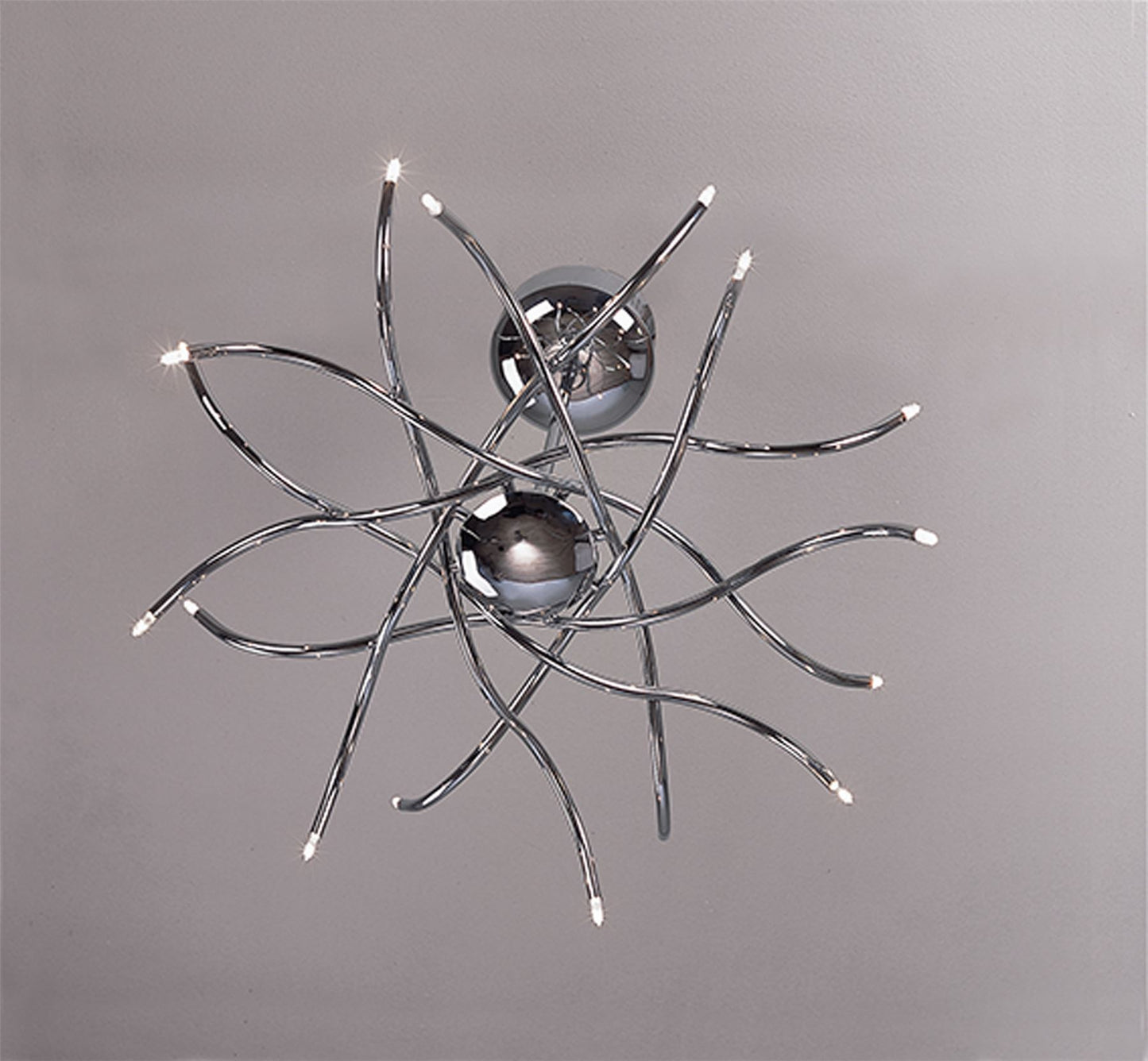 Mantra Aire 66cm Telescopic Pendant 16 Light G4 Waved Arms, Polished Chrome, NOT LED/CFL Compatible