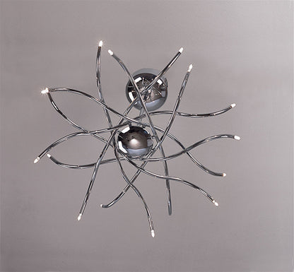Mantra Aire 66cm Telescopic Pendant 16 Light G4 Waved Arms, Polished Chrome, NOT LED/CFL Compatible