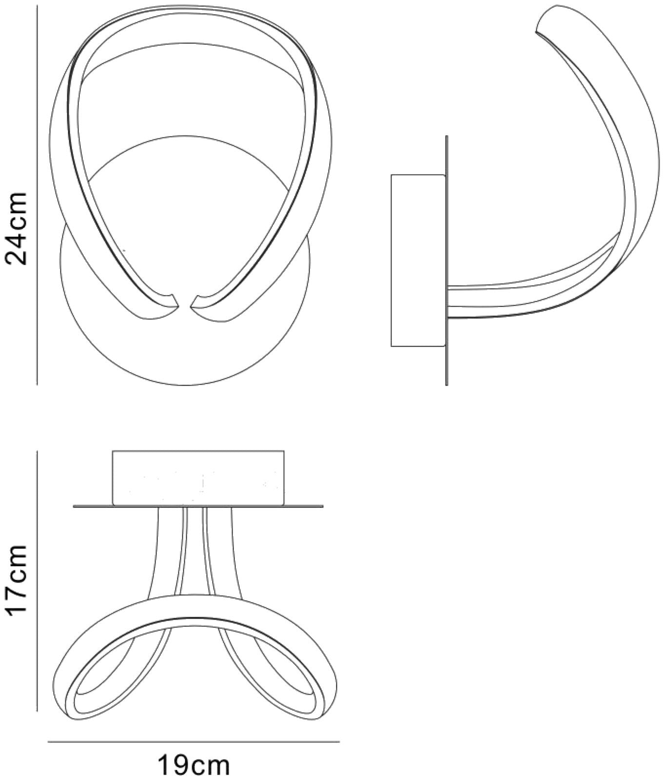 Mantra Knot Switched Wall Light 12W LED 3000K, 840lm, Silver/Frosted Acrylic/Polished Chrome, 3yrs Warranty