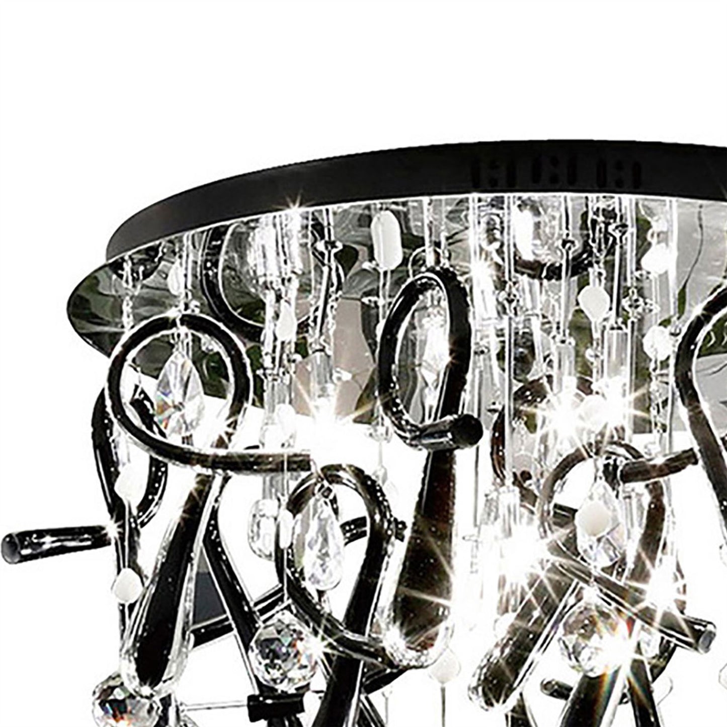 Diyas Class 60cm Flush  Round 20 Light G4 Polished Chrome/Black Glass/Crystal Ceiling Light Fitting