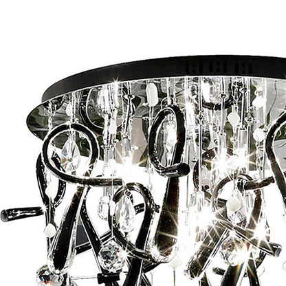 Diyas Class 60cm Flush  Round 20 Light G4 Polished Chrome/Black Glass/Crystal Ceiling Light Fitting