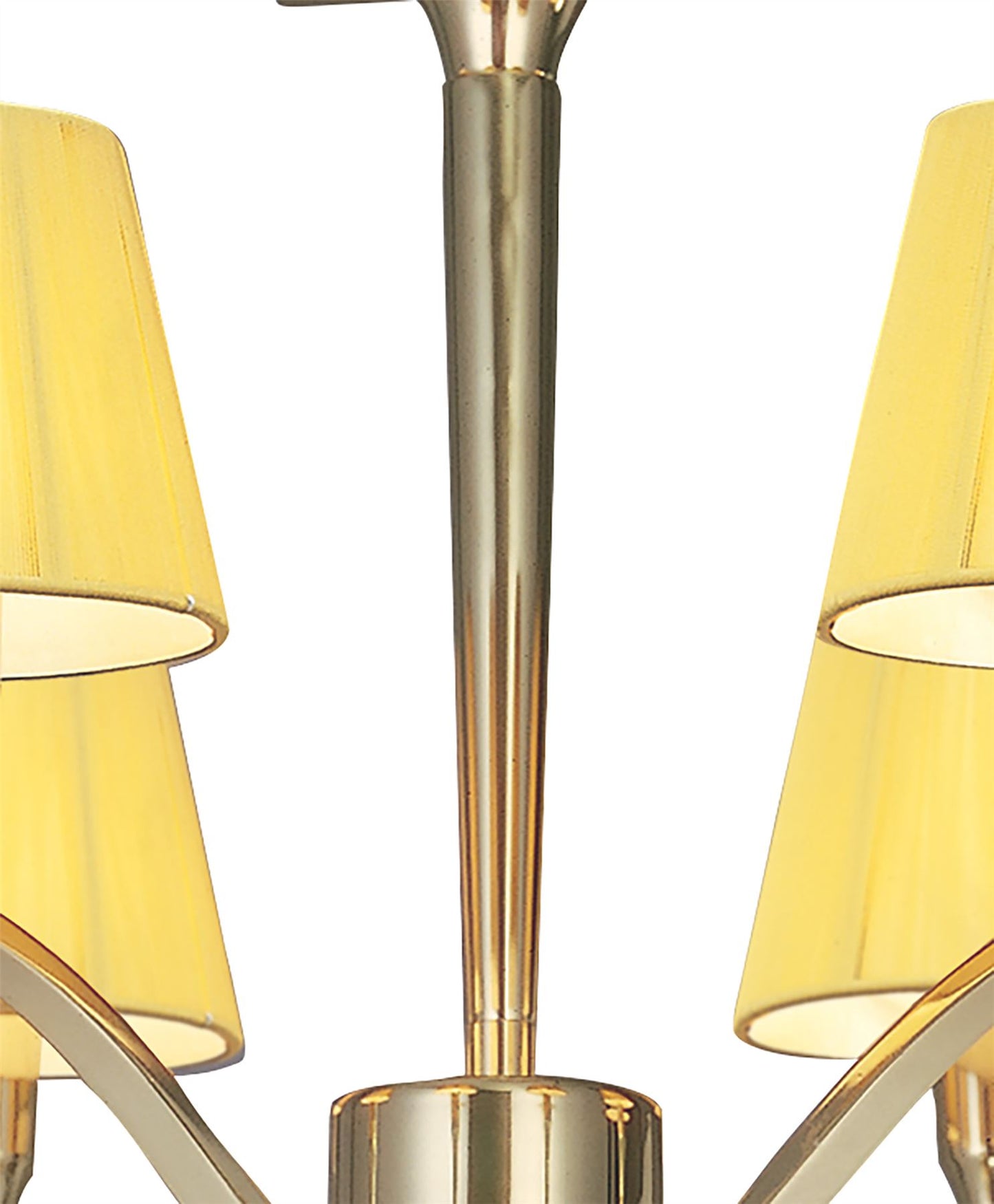 Mantra Siena 63cm Semi Flush Round 6 Light E14, Polished Brass with Amber Cream Shades and Clear Crystal