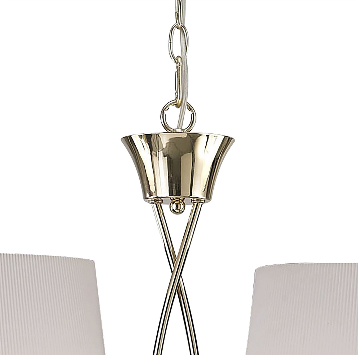 Mantra Mara Linear Pendant 2 Arm 4 Light E14, French Gold with Ivory White Shades