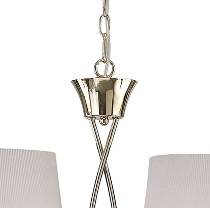 Mantra Mara Linear Pendant 2 Arm 4 Light E14, French Gold with Ivory White Shades