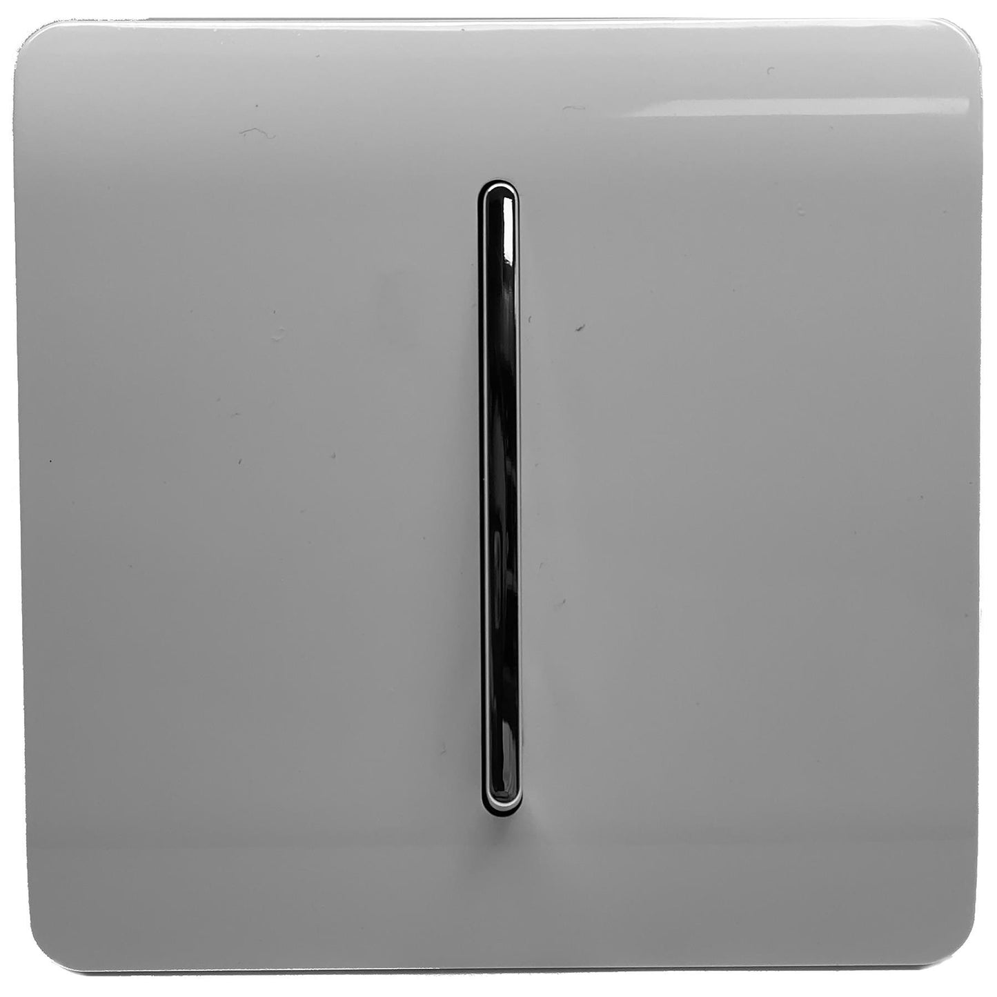 Trendi 1 Gang 2 Way 240V Screwless Artistic Modern Glossy 10 Amp Chrome Rocker Electrical Wall Light Switch in Light Grey (3 pack)