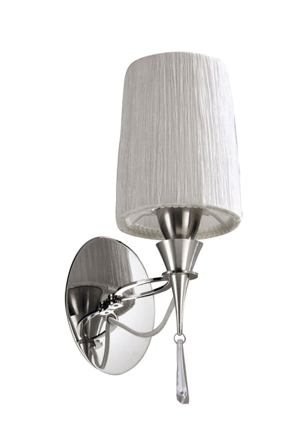 Mantra Lucca Wall Light Switched 1 Light E27, Polished Chrome with White Shade & Clear Crystal