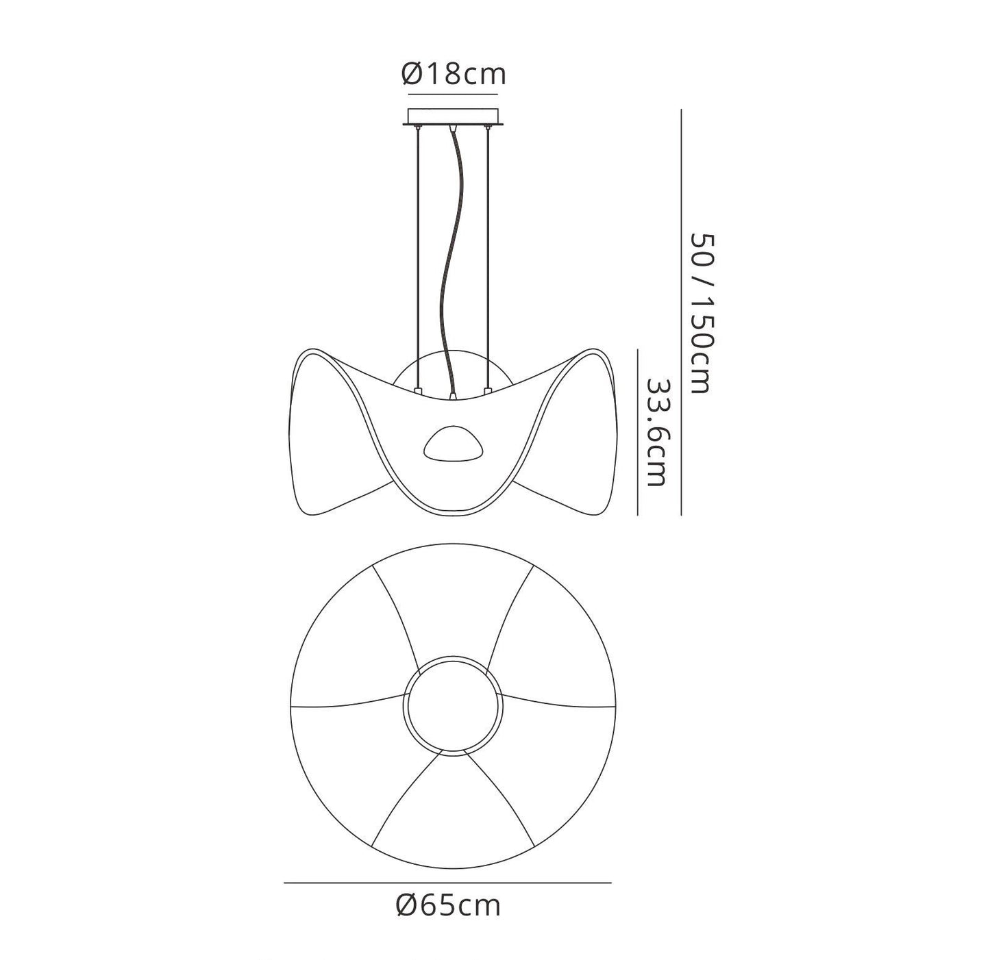 Mantra M5876 Manta Pendant 65cm Round 20W LED 3000K, 1600lm, Chrome/White, 3yrs Warranty
