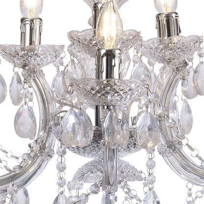 Deco Floria Chandelier with Acrylic Sconce & Acrylic Droplets 6+3 Light E14 Polished Chrome Finish