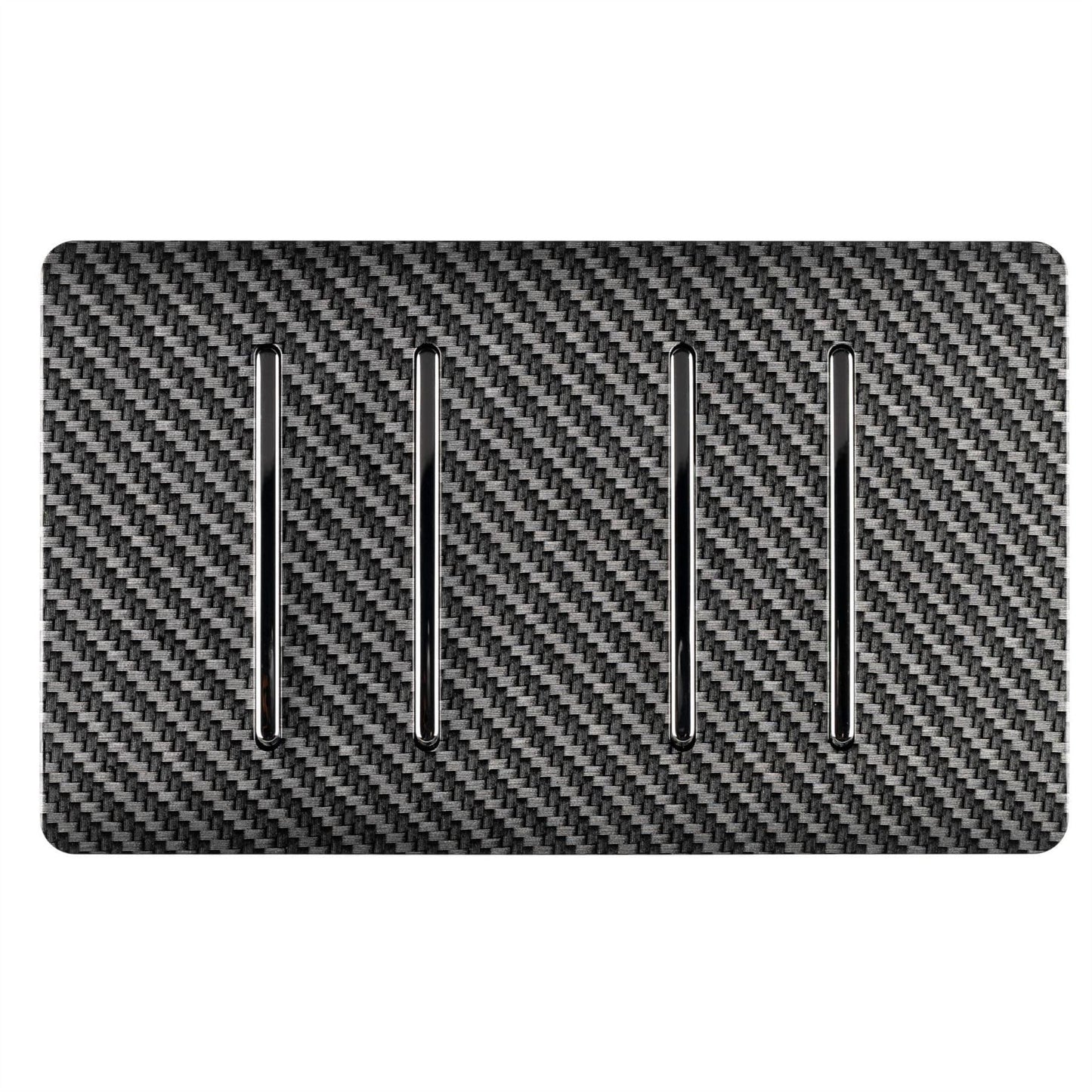 Trendi Switch 4 Gang Modern Designer Light Switch (2x 1 or 2 Way & 2 x Intermediate) in Carbon Fibre