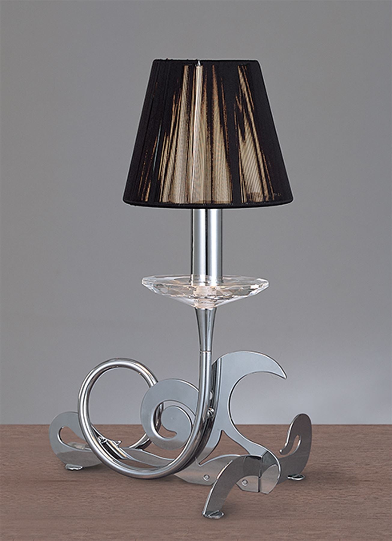 Mantra Acanto Table Lamp 1 Light E14, Polished Chrome with Black Shade
