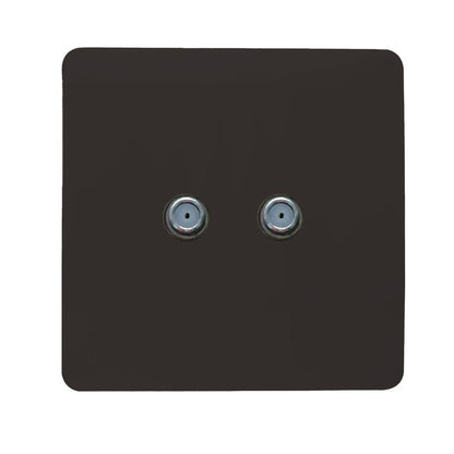 Trendi Switch 2 Gang Male F-Type Satellite Television Socket in Dark Brown
