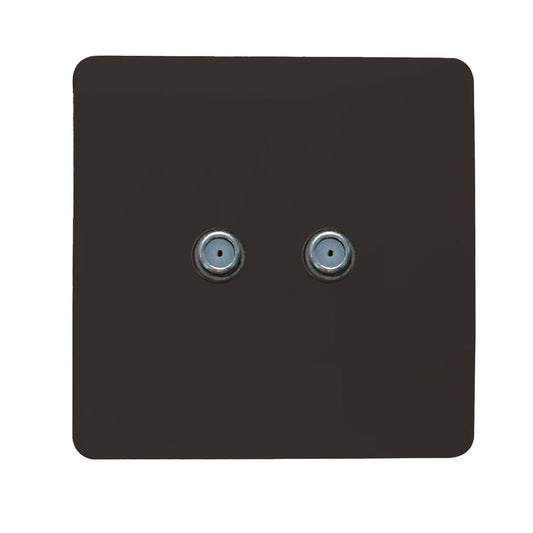 Trendi Switch 2 Gang Male F-Type Satellite Television Socket in Dark Brown