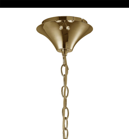 Mantra Tiffany 55cm Pendant 4+4 Light E14+G9, French Gold with Cream Shades & Clear Crystal