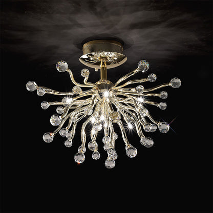 Diyas Tizio 60cm  10 Light G4 French Gold/Crystal, NOT LED/CFL Compatible Ceiling Light Fitting