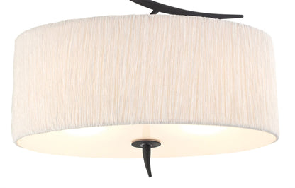 Mantra M1152 Eve Semi Ceiling 2 Light E27, Anthracite with White Oval Shade