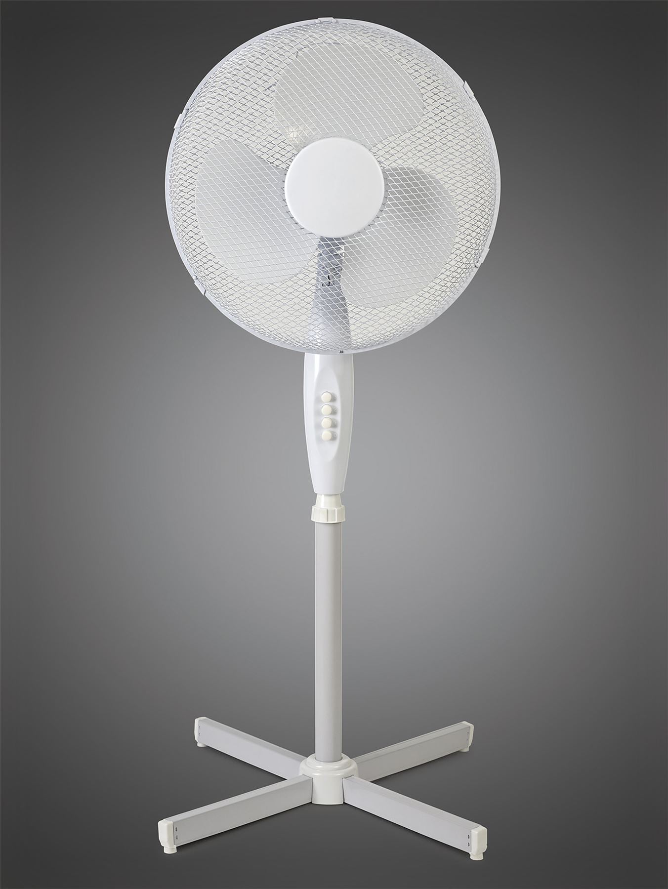 Airo 45W 16 Inch 3 Speed Oscillating Pedestal Fan in White